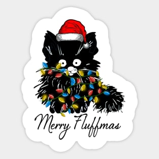 black cat merry fluffmas Sticker